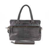 Arnhem Dames Handtas Leer Antraciet - Vintage leder