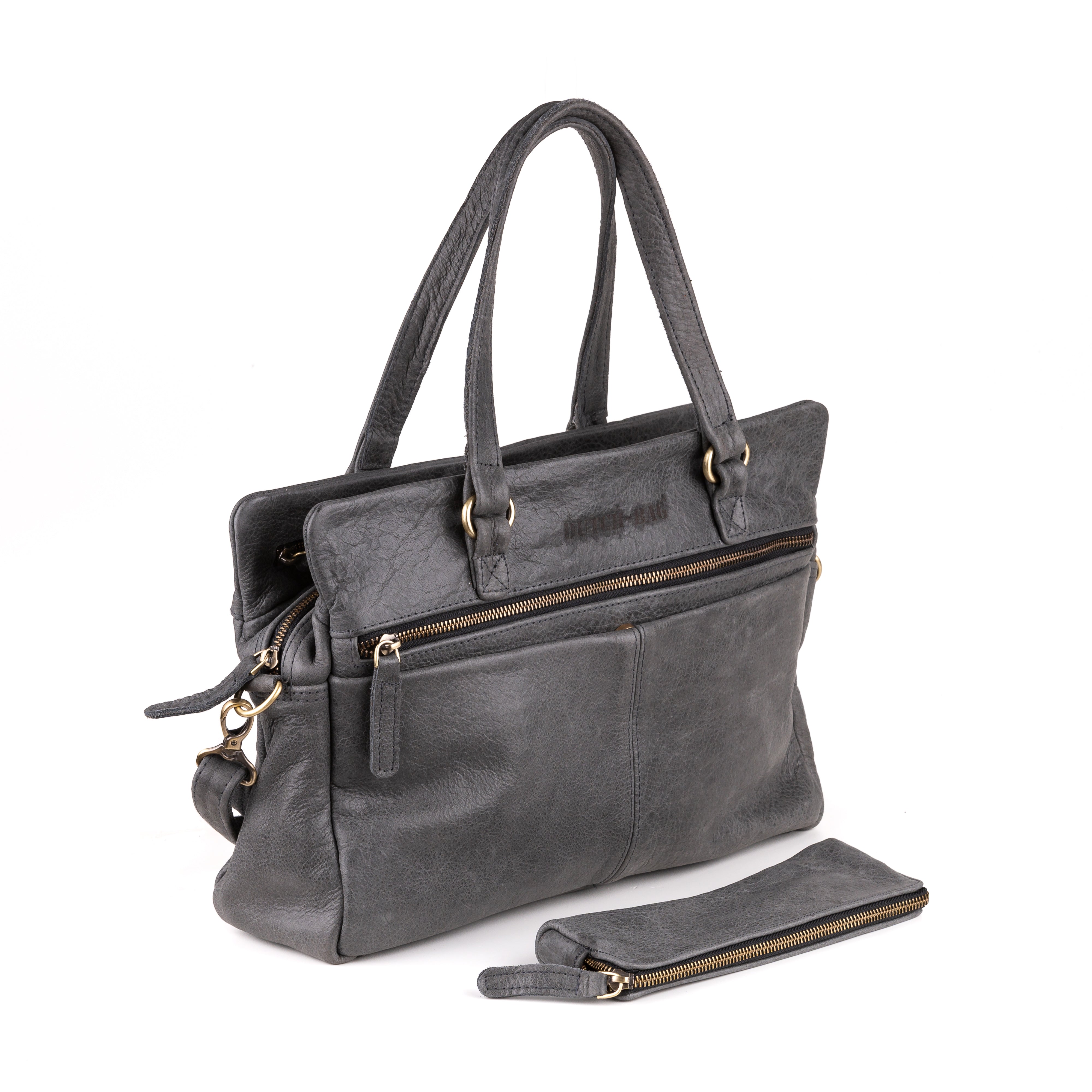 Arnhem Ladies Handbag Leather Anthracite - Vintage leather