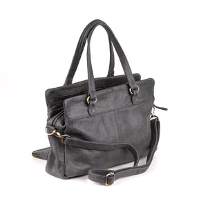 Arnhem Dames Handtas Leer Antraciet - Vintage leder