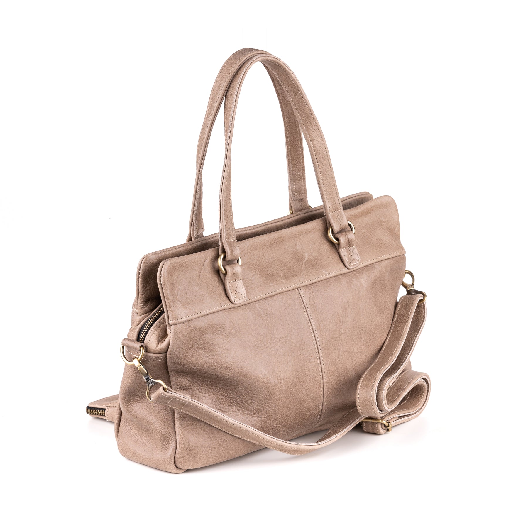 Arnhem Ladies Handbag Leather Taupe - Vintage leather