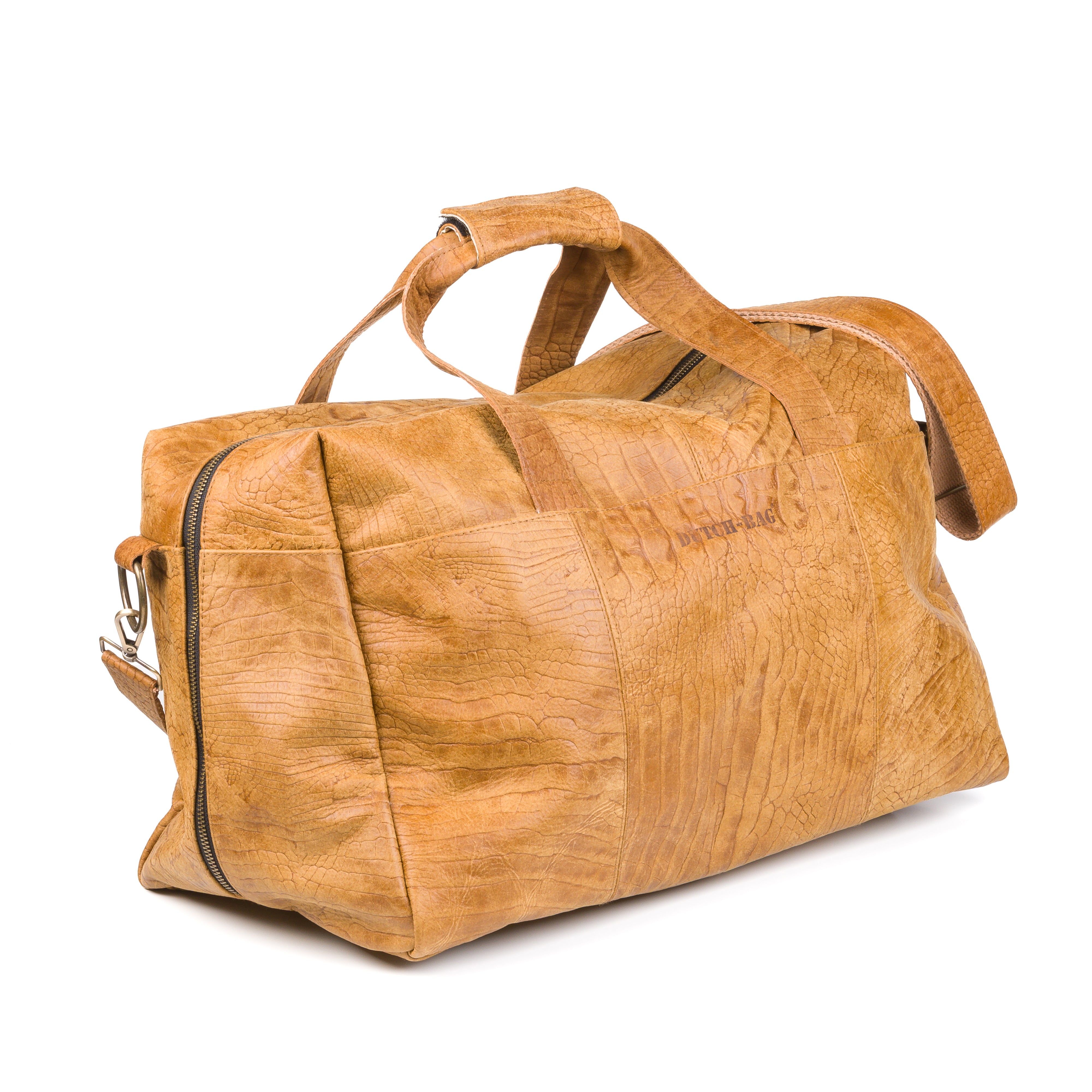 Zwolle Leather Weekend Bag Cognac - Crocodile Leather