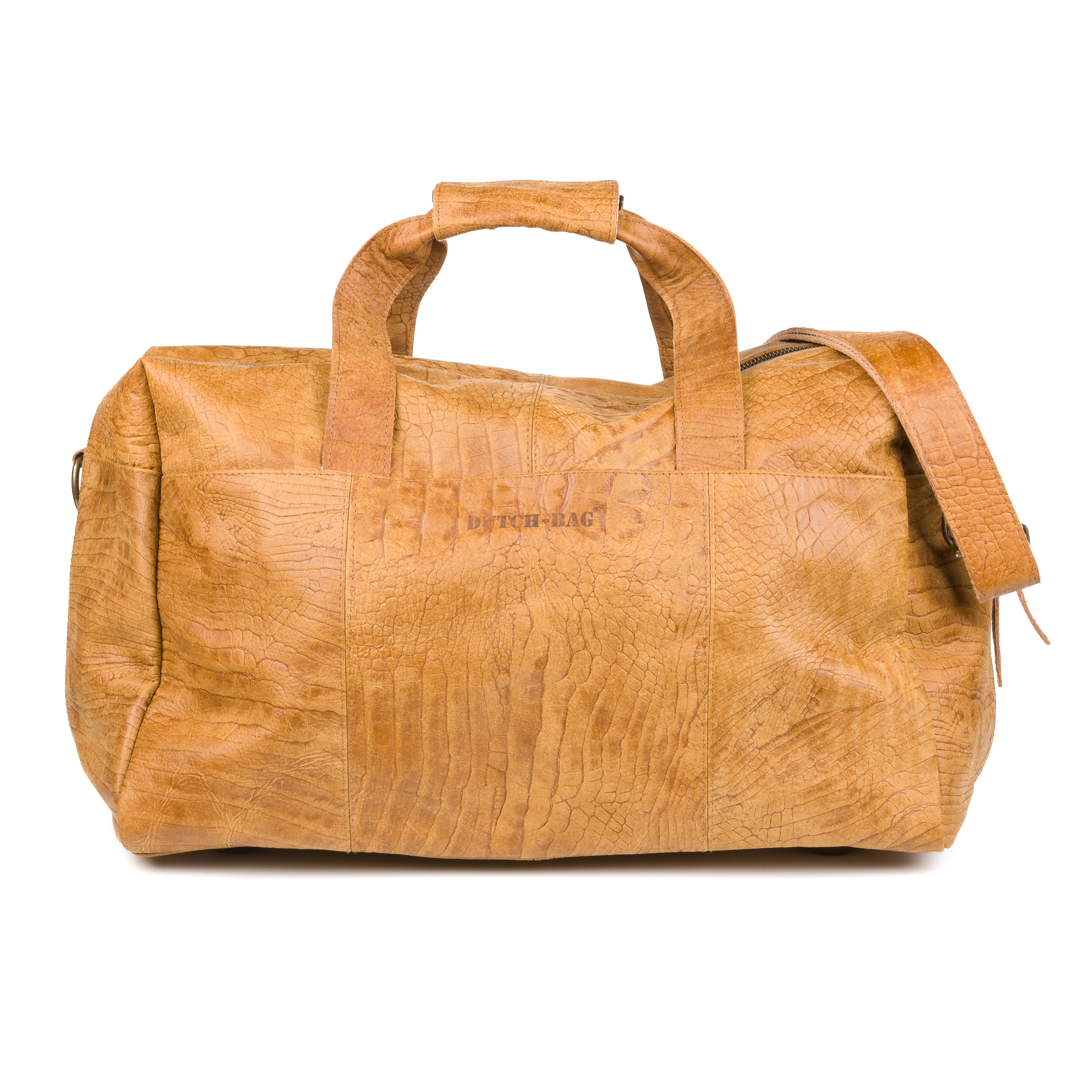 Zwolle Leather Weekend Bag Cognac - Crocodile Leather